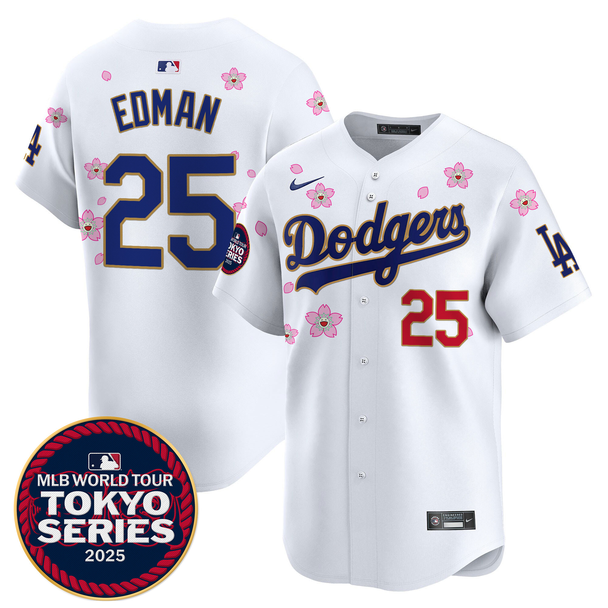 Men Los Angeles Dodgers #25 Edman Tokyo Series white Limited Stitched 2025 Jersey